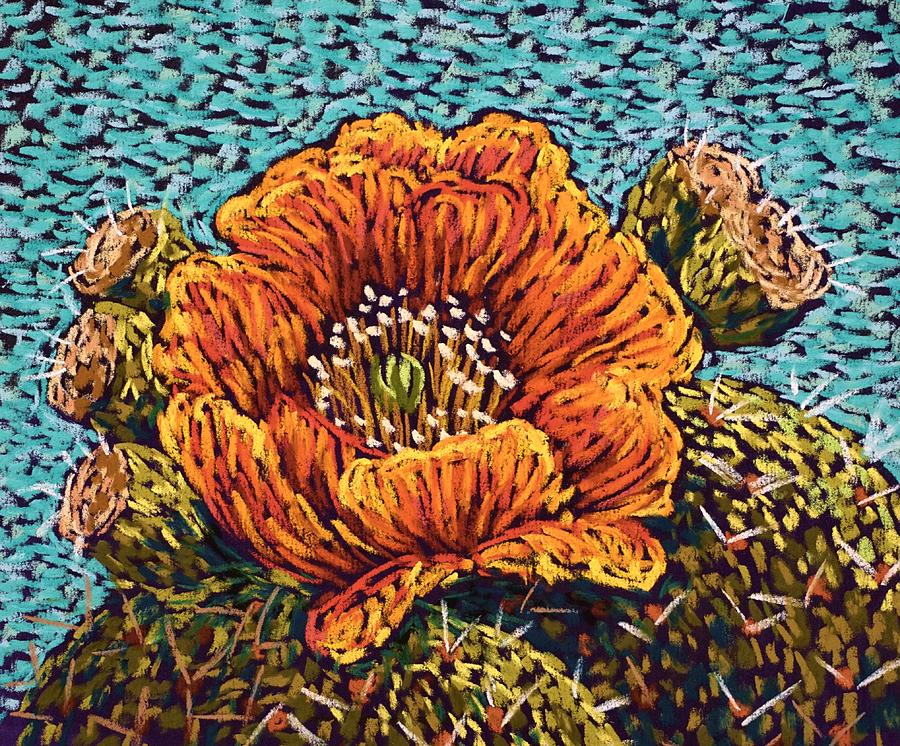 Orange Cactus Flower Pastel by Candy Mayer