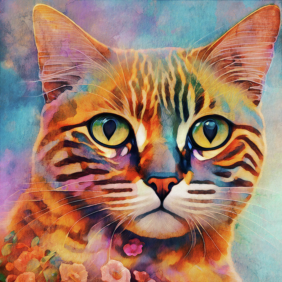 Orange Cat Closeup Digital Art by Peggy Collins
