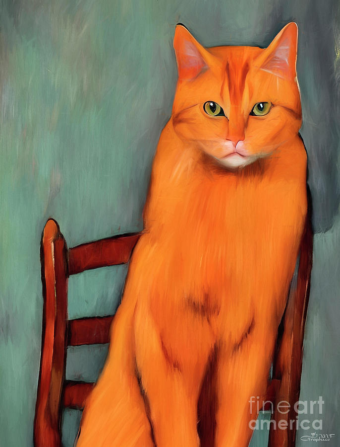 Orange Cat on a Chair Digital Art by Jutta Maria Pusl