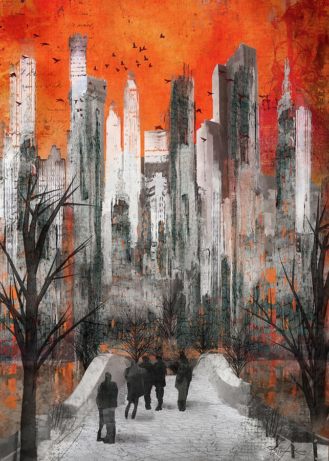 Orange Central Park Digital Art by Barbara Mierau-Klein