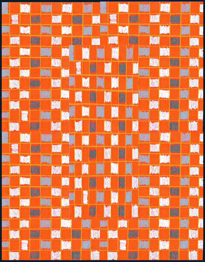Orange Checkerboard Abstract Drawing by Lorena Cassady