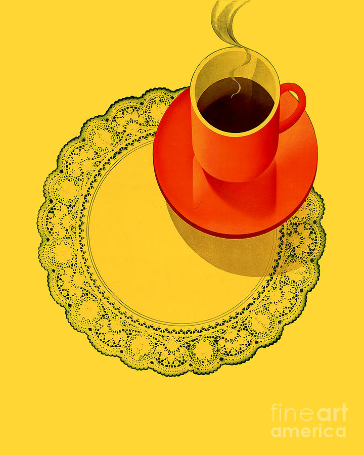 Coffee Digital Art - Orange Coffee Cup by Madame Memento