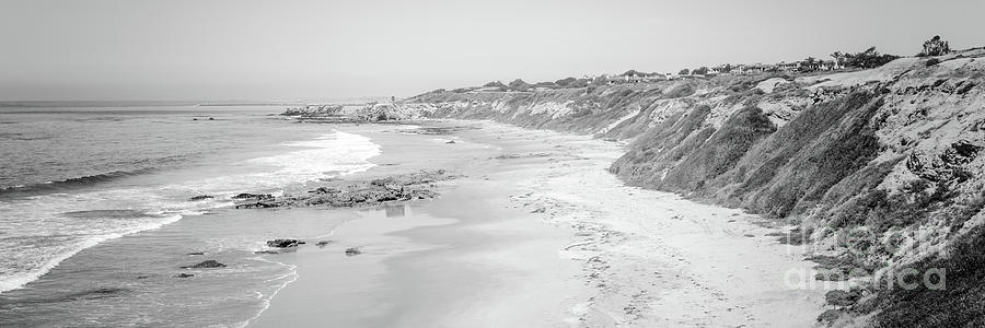 Orange County California Coastline Black and White Panorama Phot Photograph by Paul Velgos