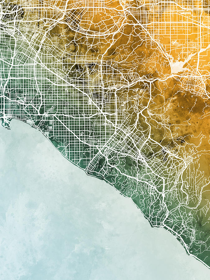 Orange County California Map Digital Art by Michael Tompsett