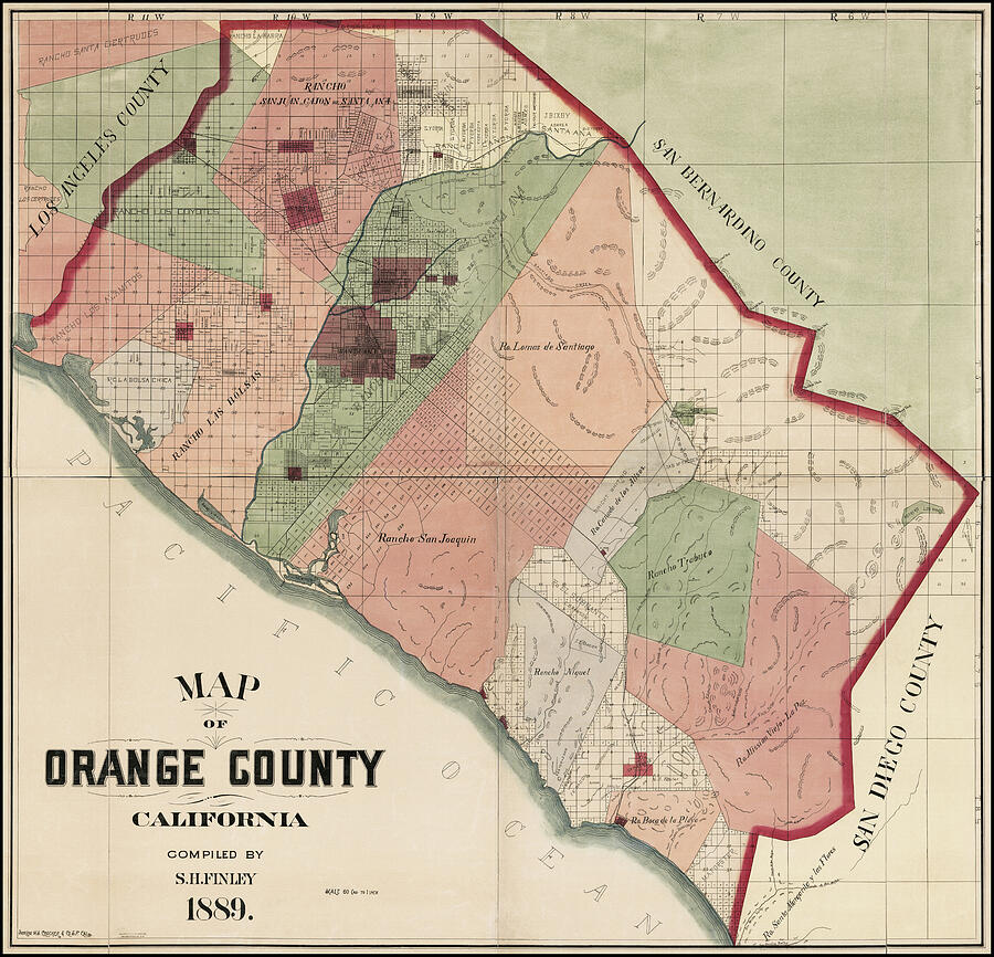 Orange County California Vintage Map 1889 Photograph by Carol Japp