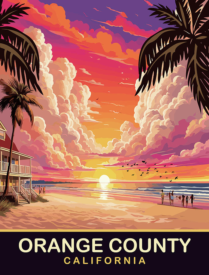 Sunset Digital Art - Orange County by Long Shot