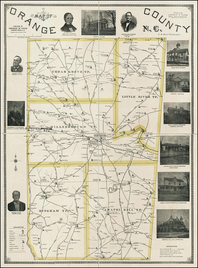 North Carolina Map Photograph - Orange County North Carolina Vintage Map 1891 by Carol Japp