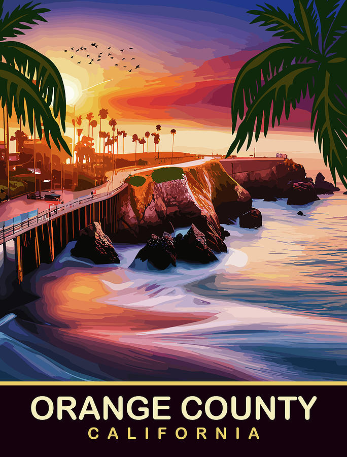Summer Digital Art - Orange County on Sunset by Long Shot