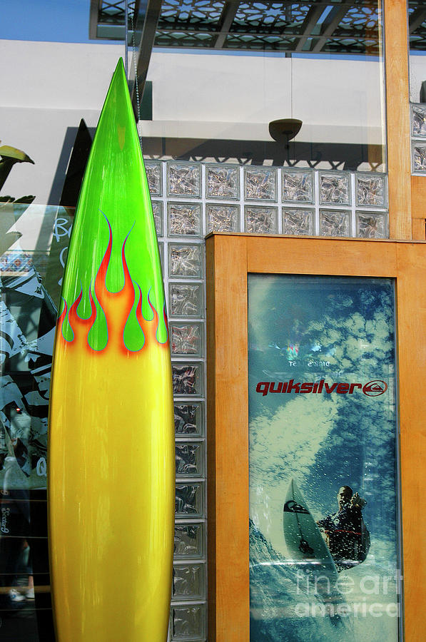 Orange County Surf Shop with surfboard advertisement  Photograph by Gunther Allen