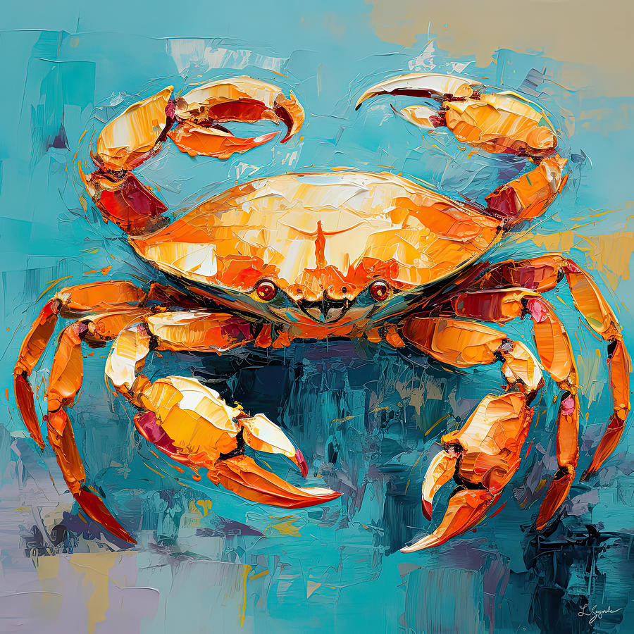 Orange Crab - Orange Artwork Painting by Lourry Legarde