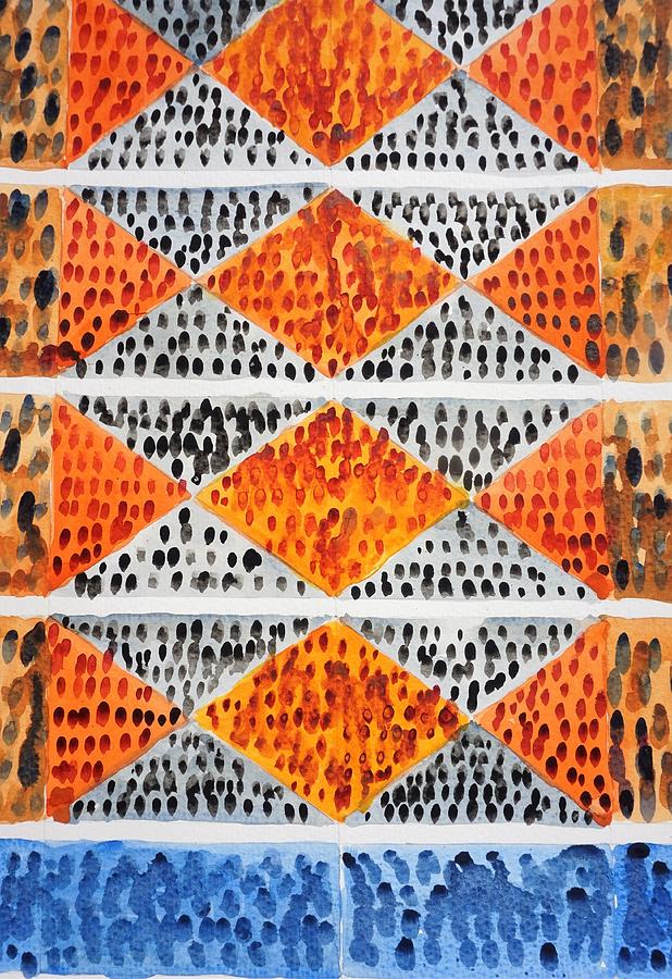 Watercolor Painting - Orange Diamonds Abstract Painting by Bruce Black Watercolor Painting - Orange Diamonds Abstract Painting by Bruce Black