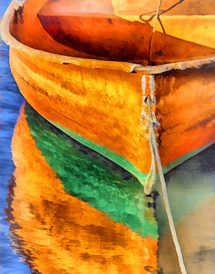 Boat Photograph - Orange Dinghy in Warm Sun by Betty Denise