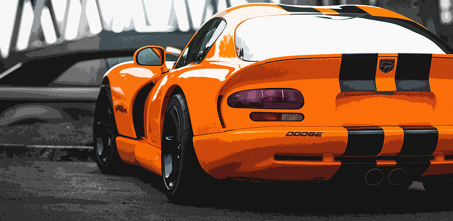 Viper Digital Art - Orange Dodge Viper GTS by Thespeedart
