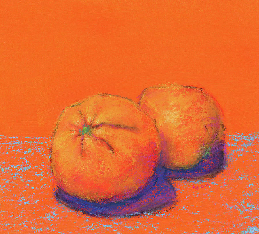 Orange duet Painting by Karen Kaspar
