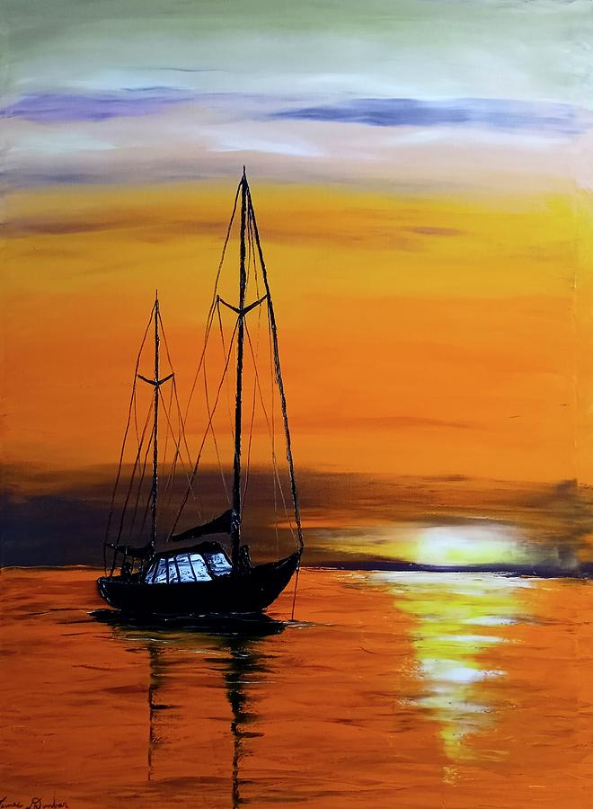 Orange Dusk Sails #5 Painting by James Dunbar