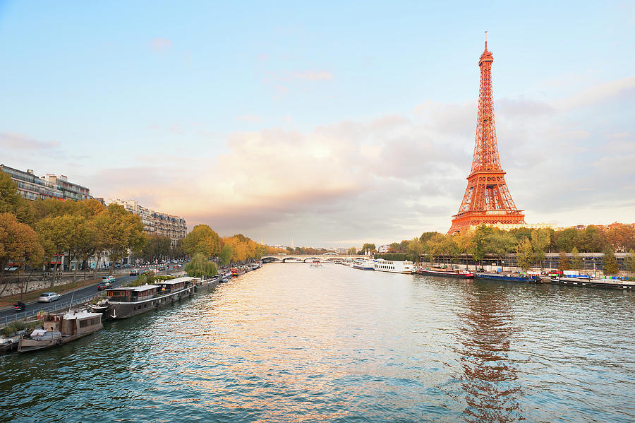 Orange Eiffel tower Photograph by Philippe Lejeanvre