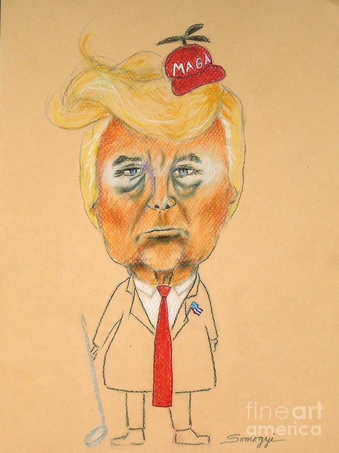Orange Face, Red Hat Drawing by Jayne Somogy