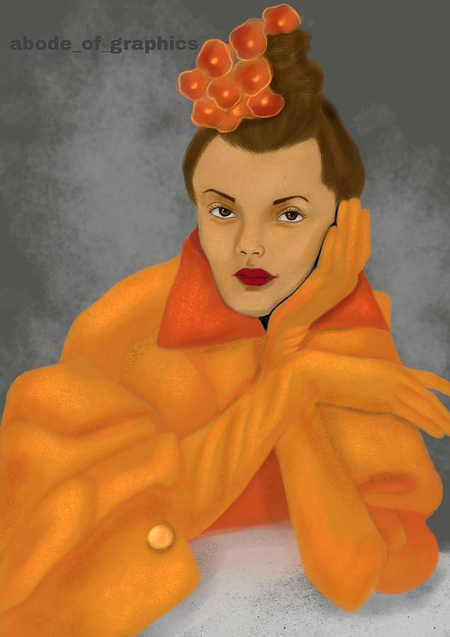 Orange Fashion Girl Digital Art By Abode Of Graphics Fine Art America