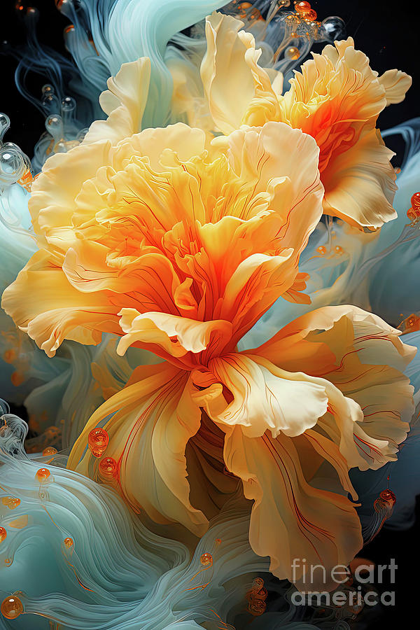 Orange Floral Array  Digital Art by Elaine Manley