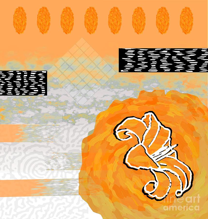 Orange Floral Motif Design for Home and Office Decor Digital Art by Delynn Addams