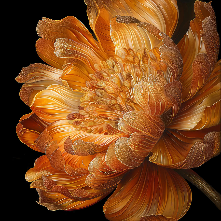 Nature Digital Art - Orange flower against a black background.  by Margaret Wiktor