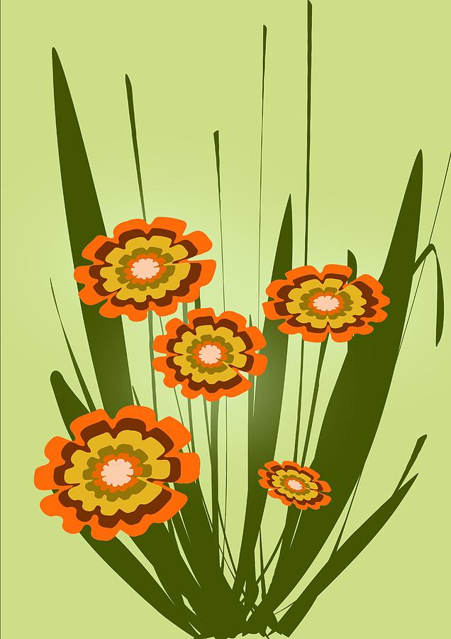 Orange Flowers Digital Art by Anastasiya Malakhova