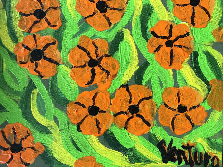 Orange Flowers in Glenwood Painting by Clare Ventura