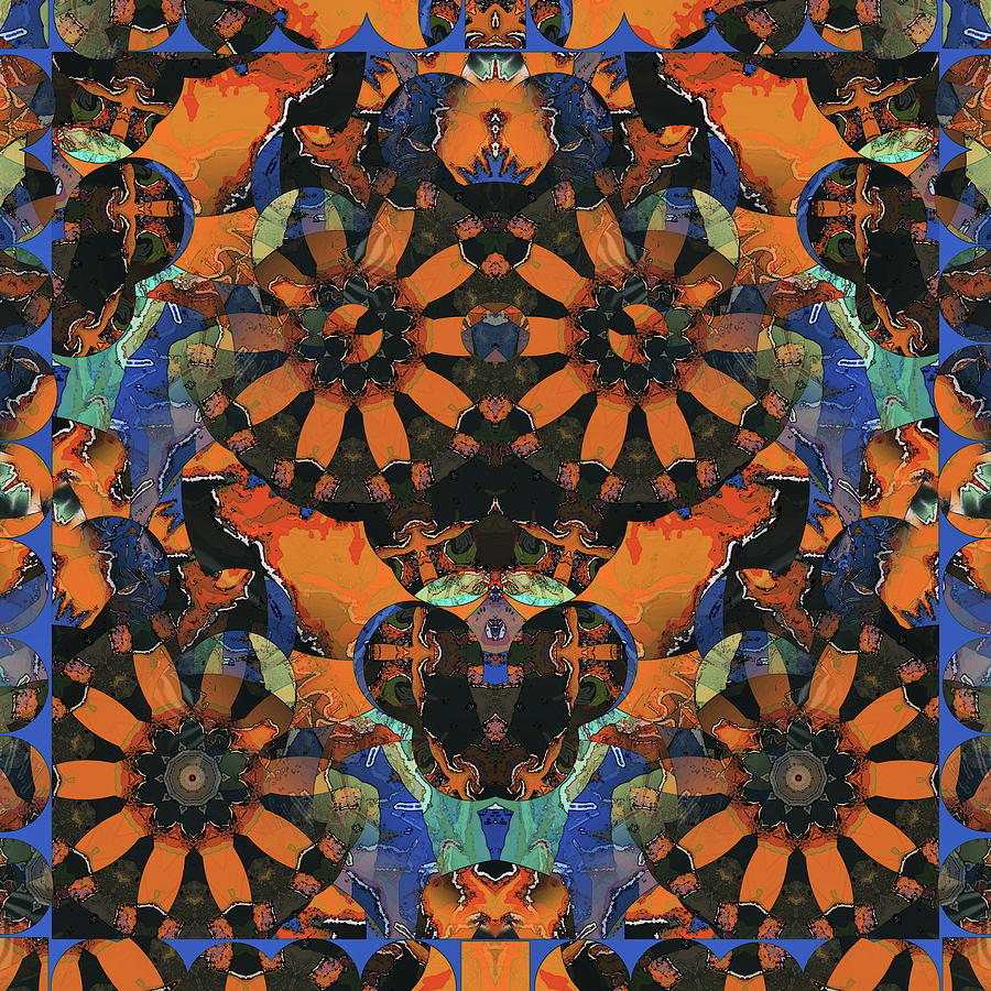 Orange Flowers Motif Digital Art by Natalie Holland