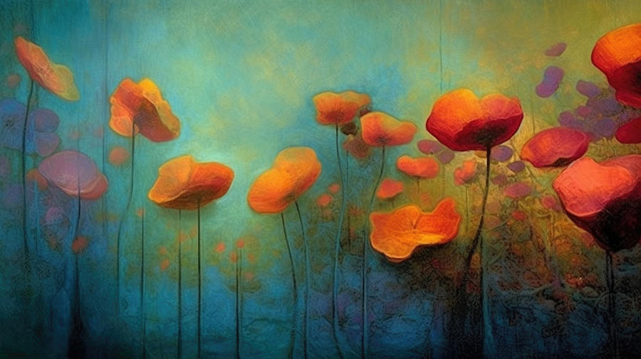 Flower Painting - Orange Flowers by My Head Cinema