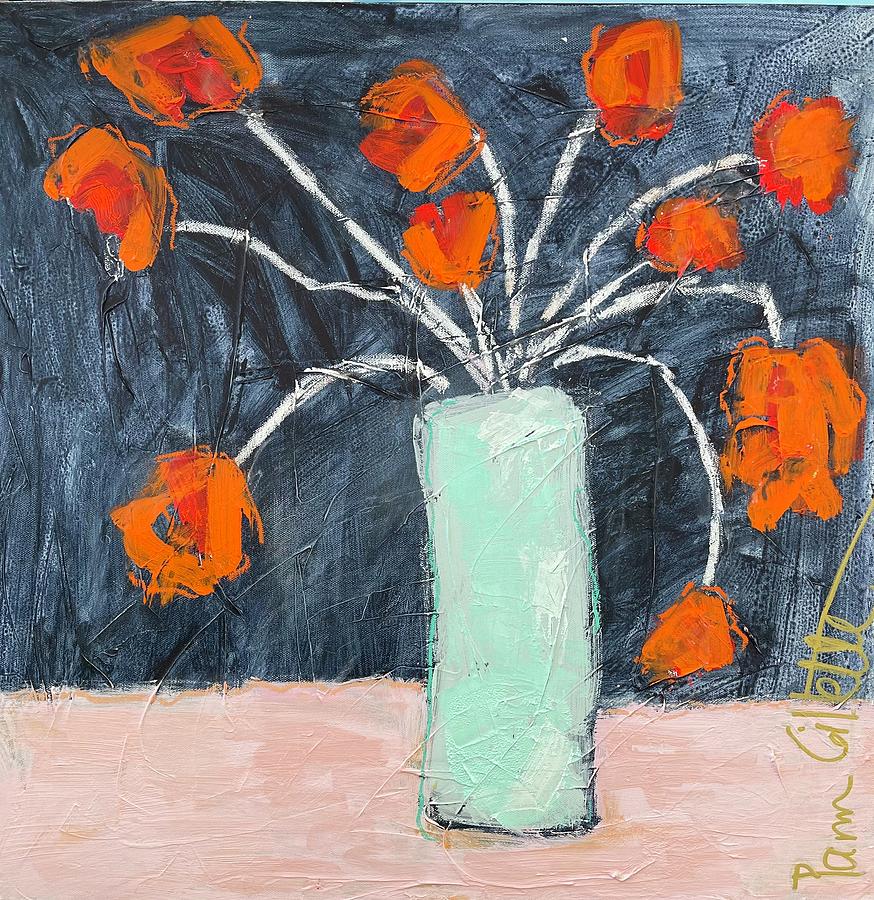 Orange Flowers Painting by Pam Gillette