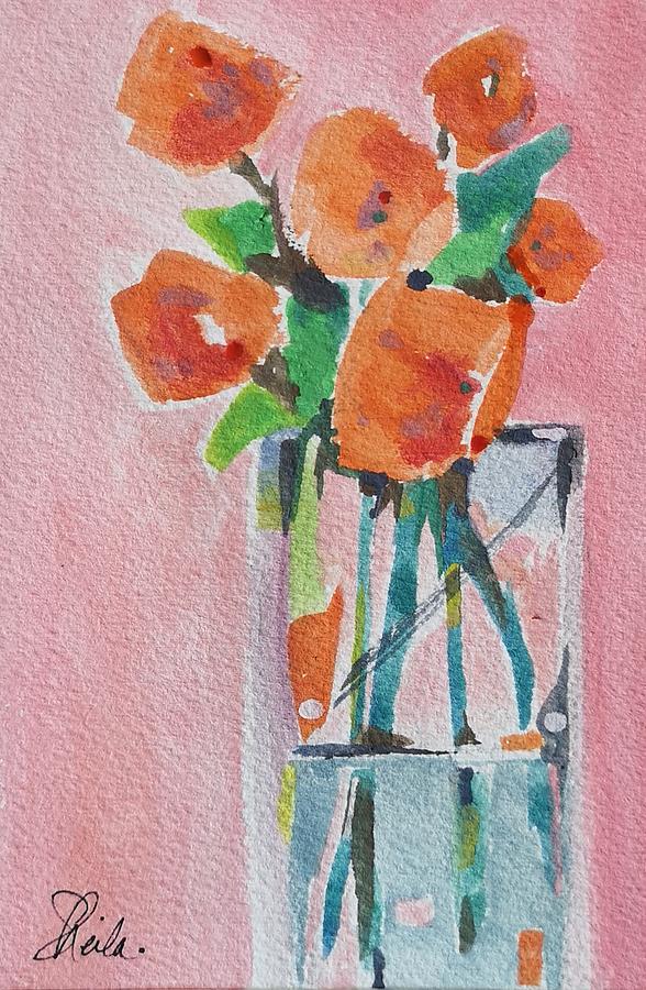 Orange Flowers Painting by Sheila Romard