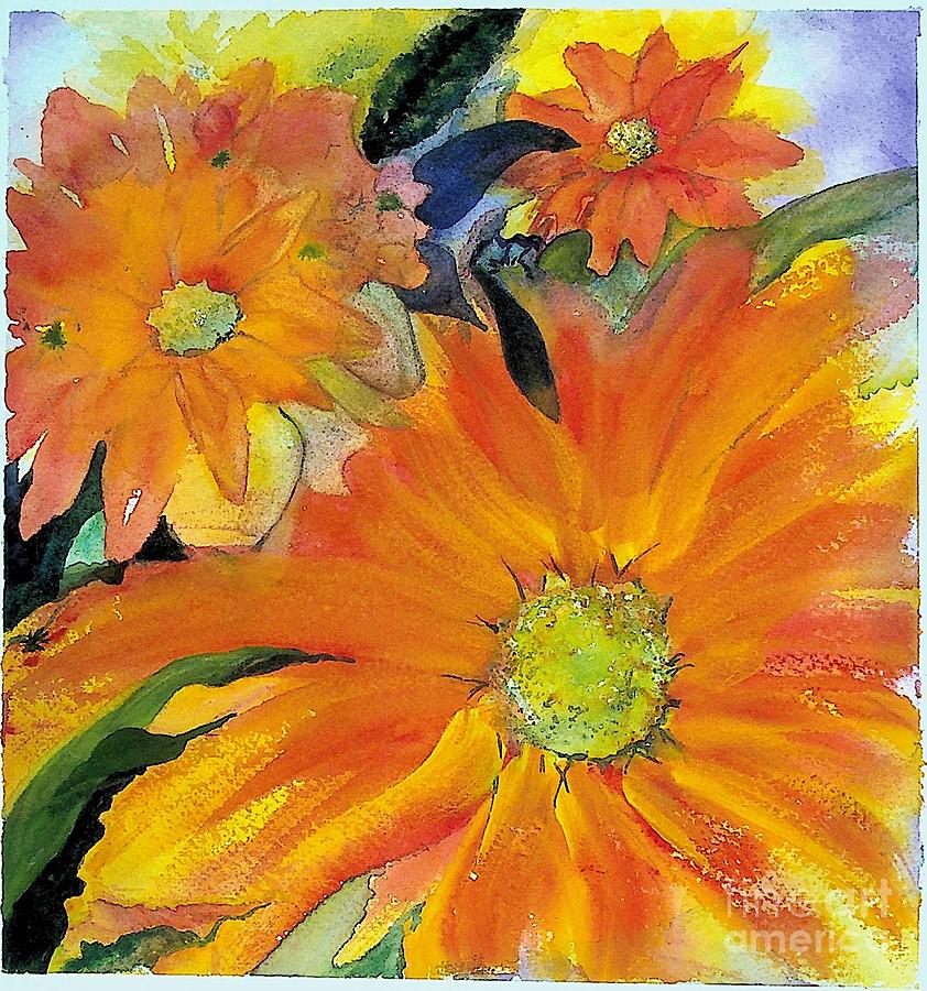 Orange flowers Painting by Valerie Shaffer