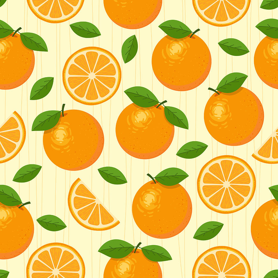 Orange fruit vector seamless pattern. Drawing by Paci77 Orange fruit vector seamless pattern. Drawing by Paci77