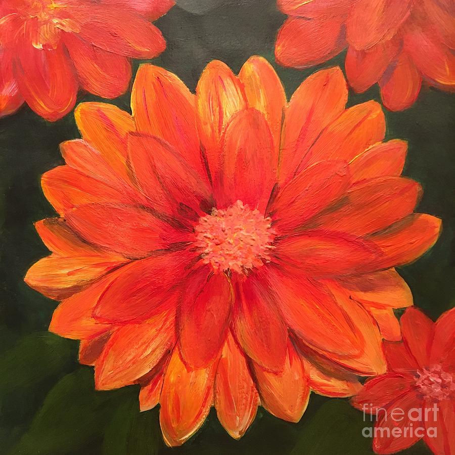 Orange Gebera Painting by Debora Sanders