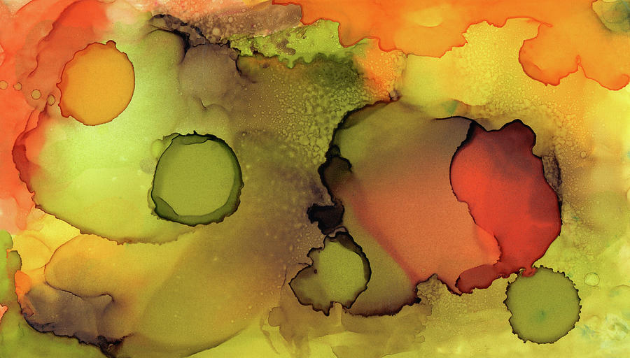 Orange Green Abstract 61 Painting by Lucie Dumas