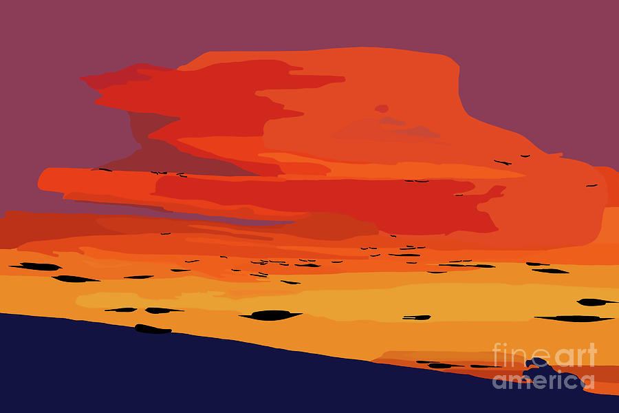 Orange Hillside Sunset Digital Art by Kirt Tisdale