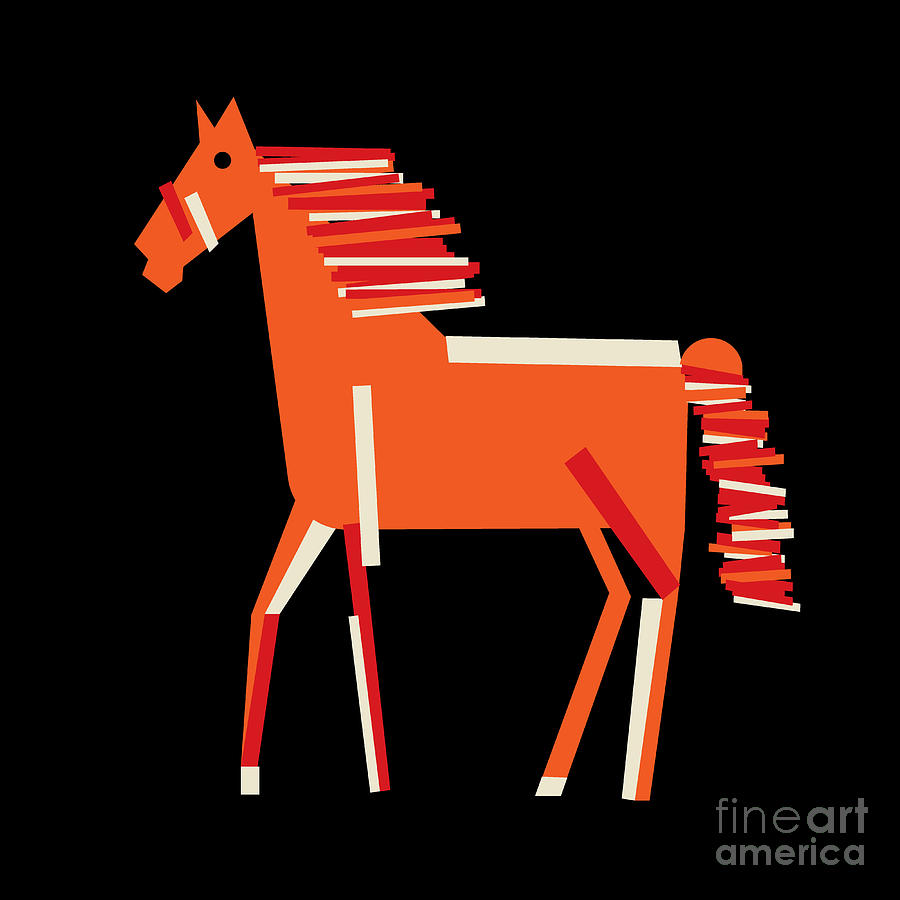 Orange Horse Digital Art by Cu Biz