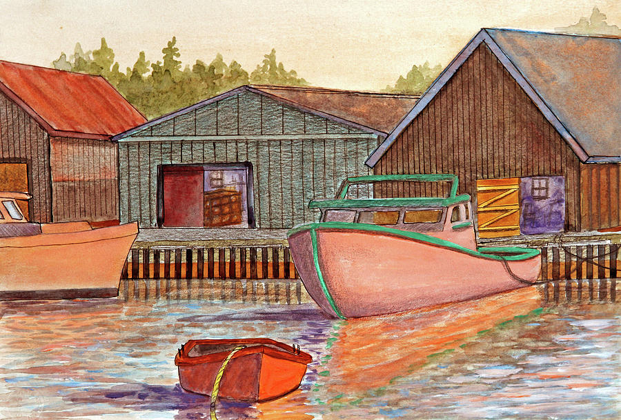Boat Painting - Orange in the Sky by Lorraine Vatcher