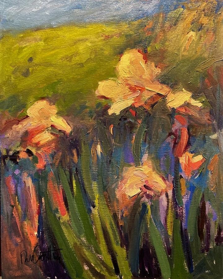 Orange iris Painting by R W Goetting