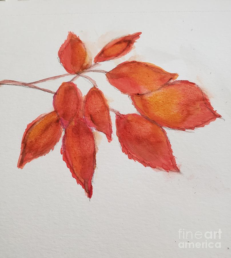 Orange Leaves Painting by Margaret Welsh Willowsilk
