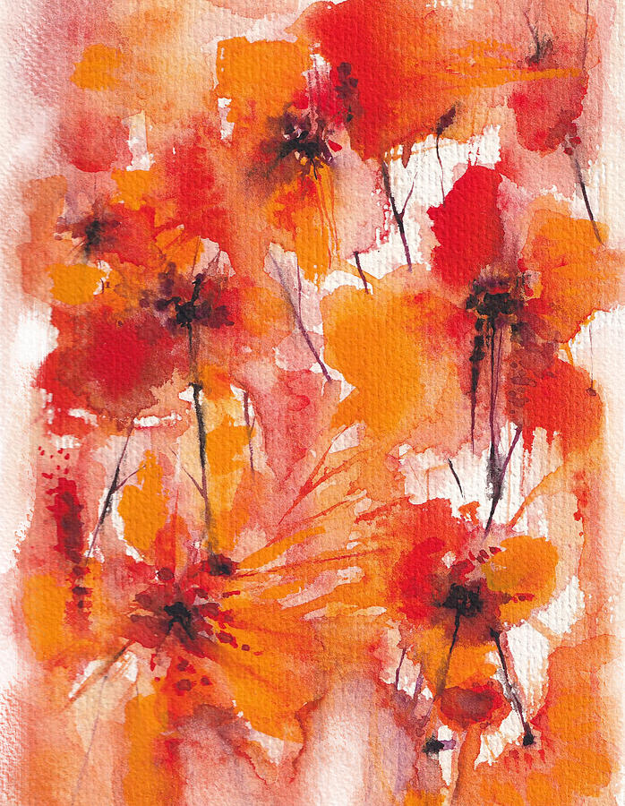 Orange Lillies Abstract Painting by Darkstars Art