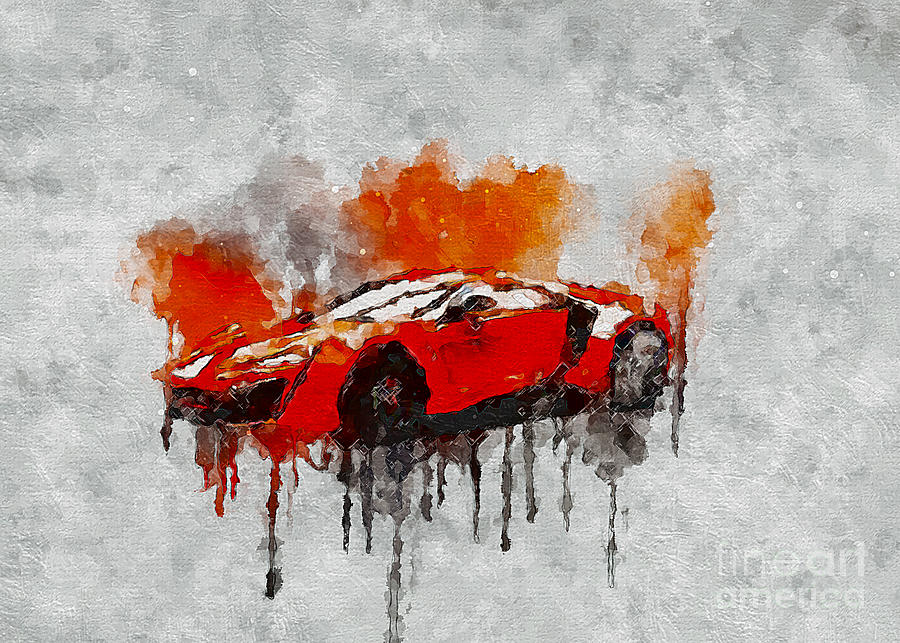 Orange Luxury W-Motors Lykan HD HyperSport Cars Digital Art by Lisa ...