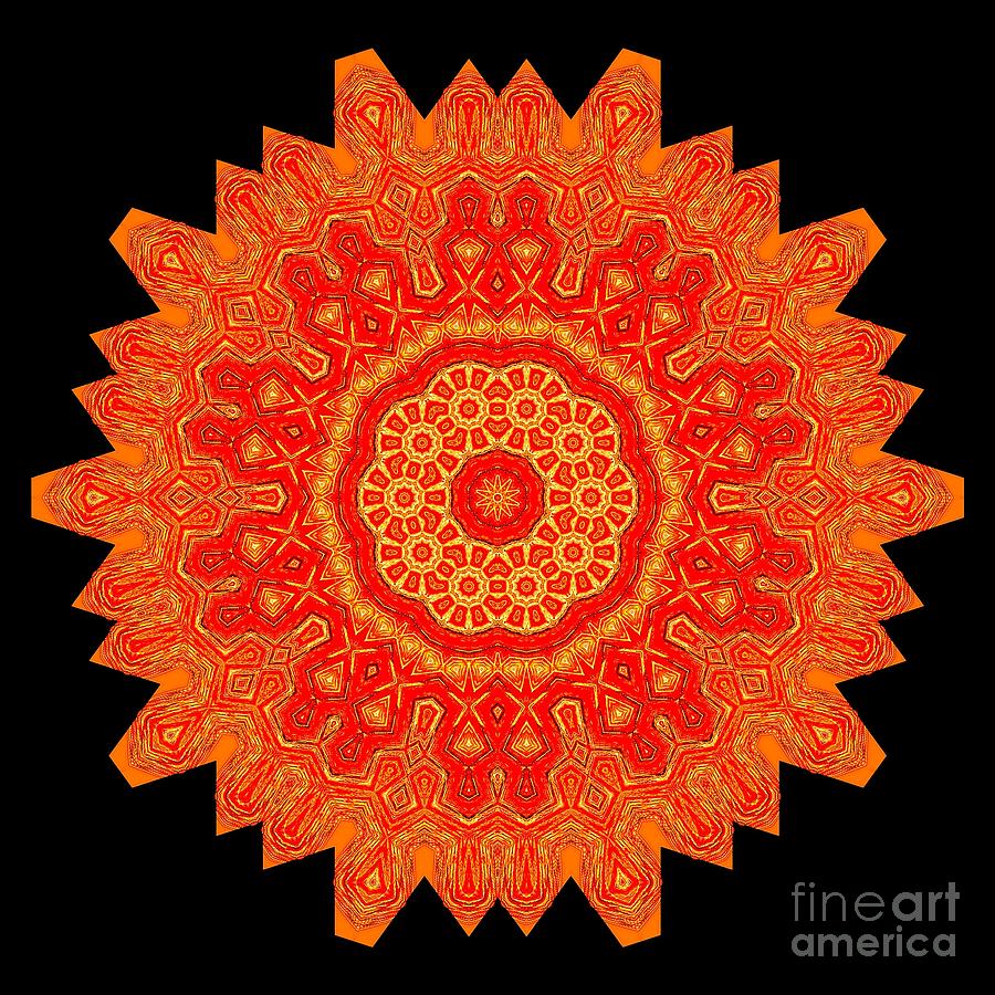 Orange Digital Art - Orange Mandala Three by L A Feldstein
