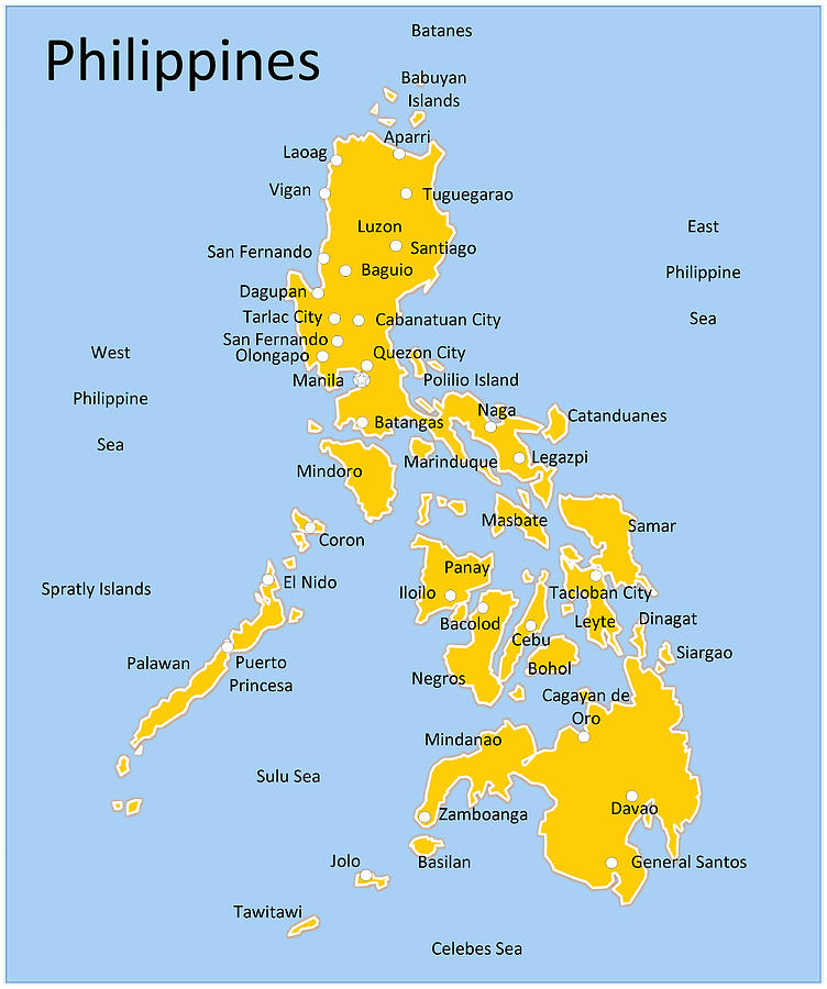 Orange Map Of The Philippines Painting