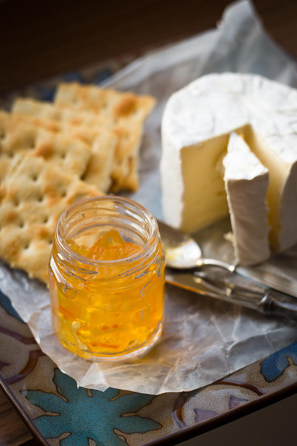 Orange Marmalade, Cheese and Crackers Photograph by Ina Tsitovich
