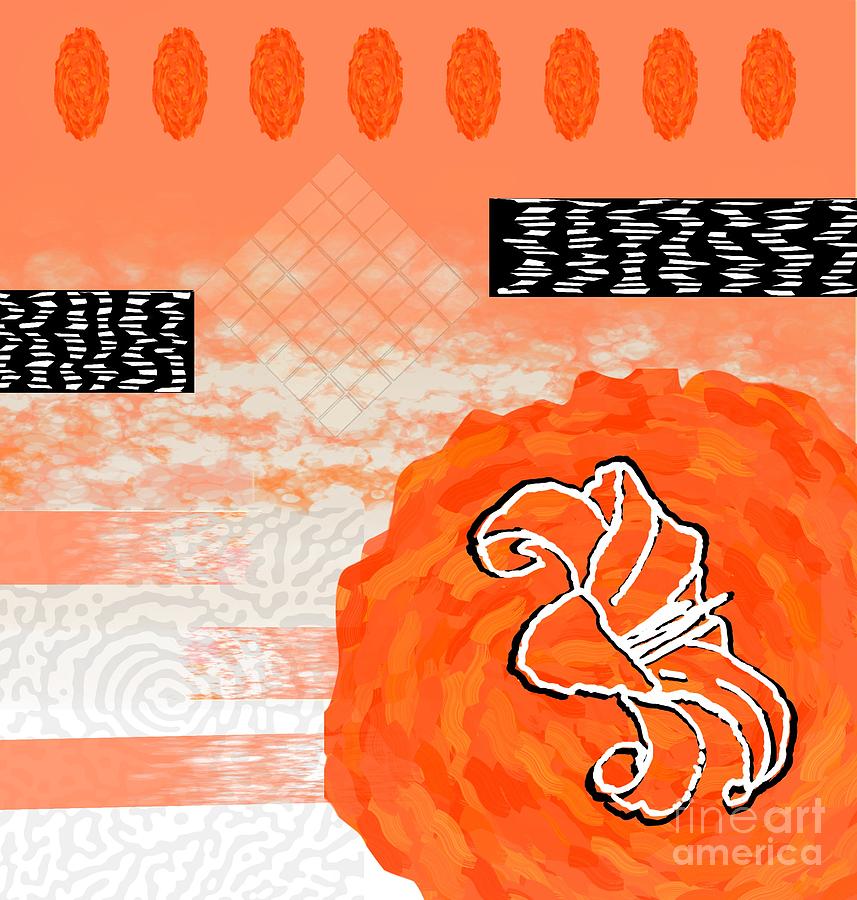 Orange Motif Collage Design for Office Decor Digital Art by Delynn Addams