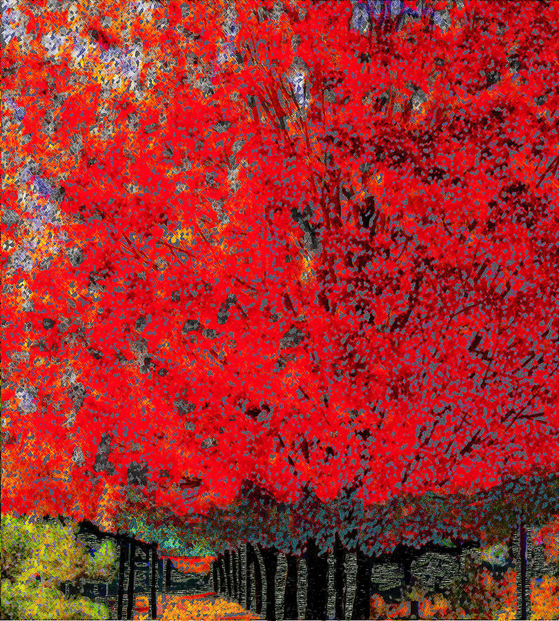 Orange Mountain Tree Digital Art by Rod Whyte