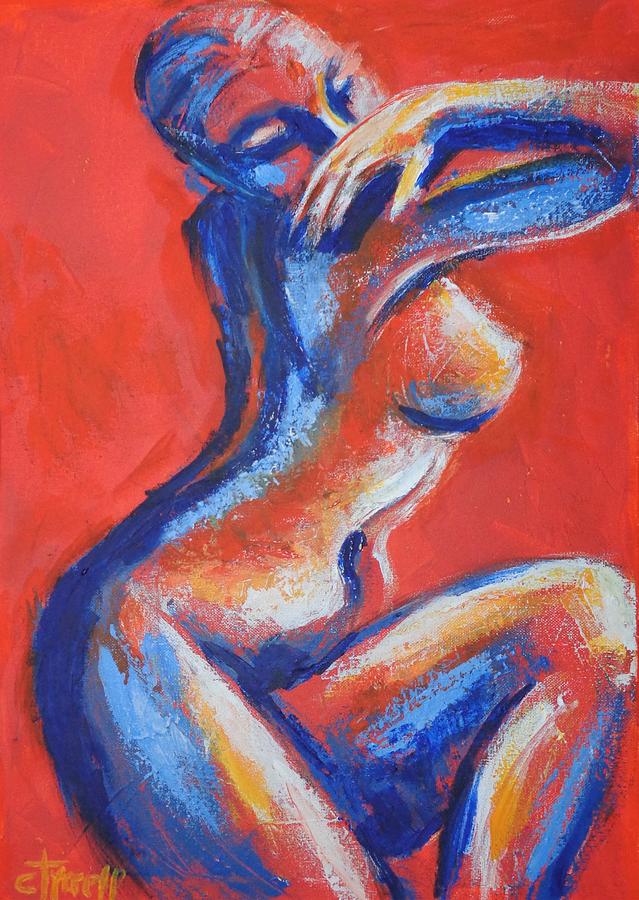 Back Painting - Orange Nude - Front by Carmen Tyrrell