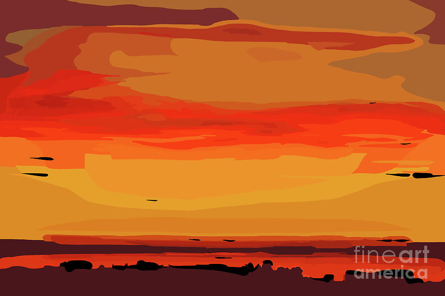 Orange Ocean Sunset Digital Art by Kirt Tisdale