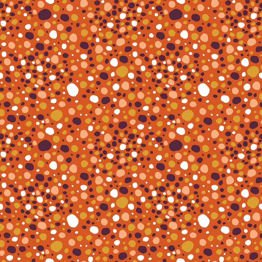 Orange Pebble Pattern - Art by Jen Montgomery Painting by Jen Montgomery